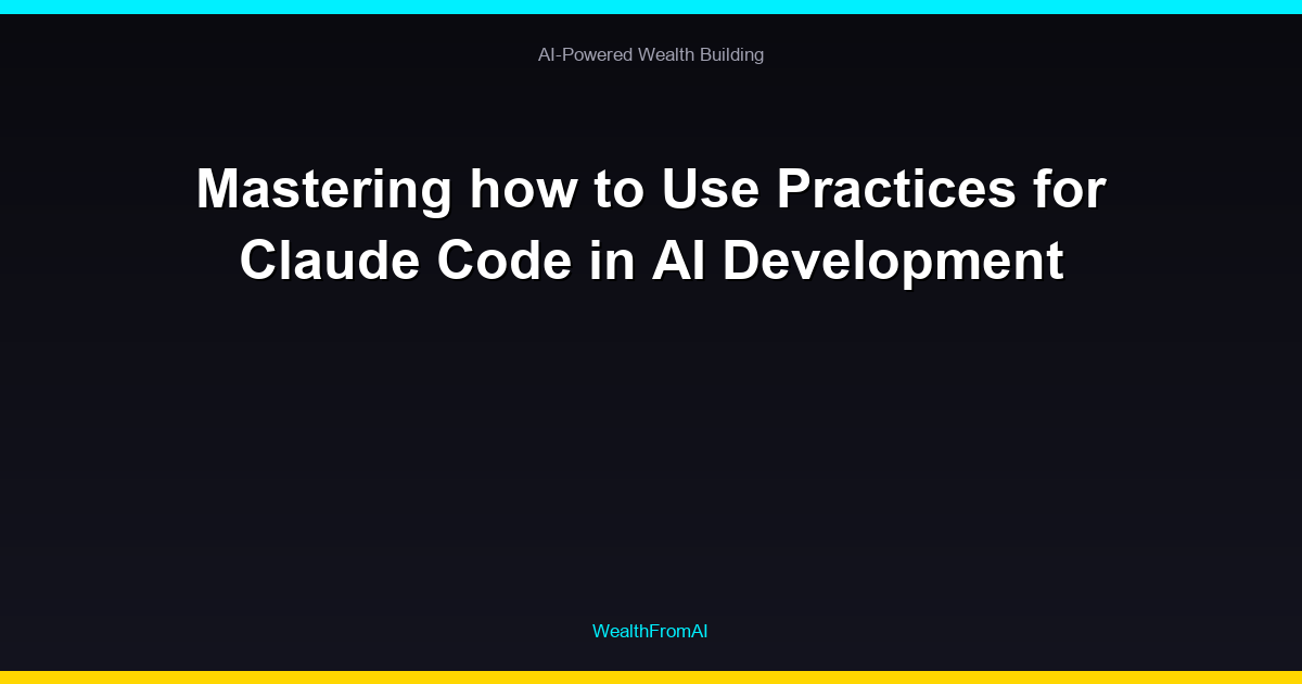 Mastering how to Use Practices for Claude Code in AI Development 27 Mastering how to Use Practices for Claude Code in AI Development